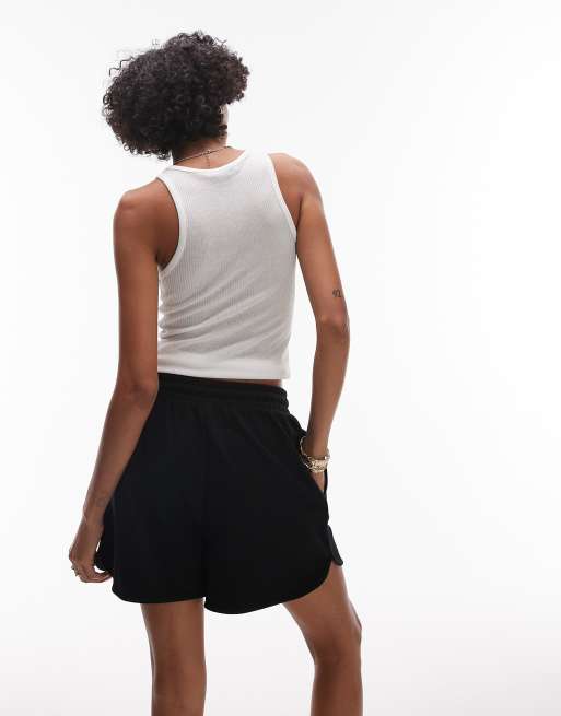 Topshop pintuck sweatpants short in navy, 2 of 5