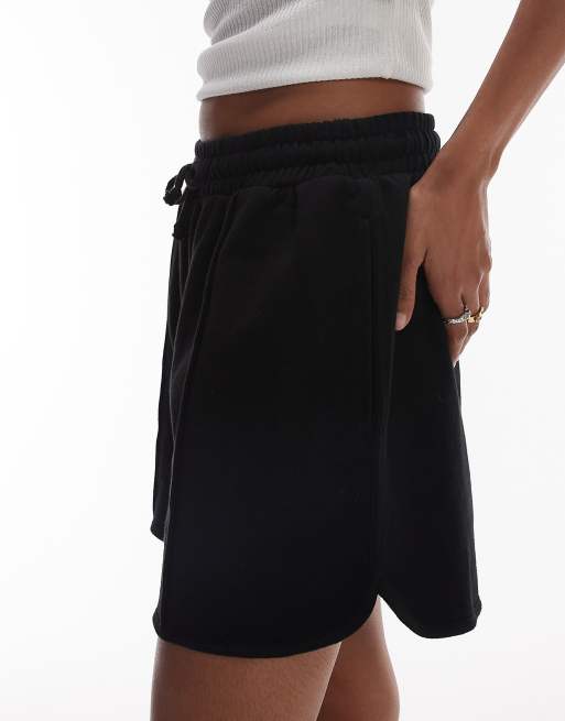 Topshop pintuck sweatpants short in navy, 5 of 5