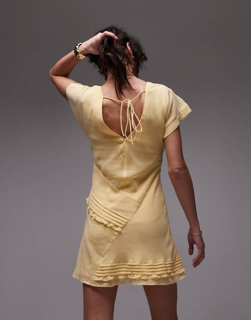 Topshop pintucked insert mini tea dress in buttermilk, 4 of 4