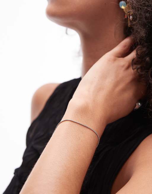 Topshop - Pip - Bracciale snake argentato in acciaio inossidabile resistente all'acqua