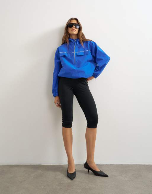Topshop piping bomber jacket in cobalt, 3 of 4