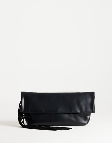 Topshop – Pippa – Czarna duża kopertówka z frędzlami - view 1