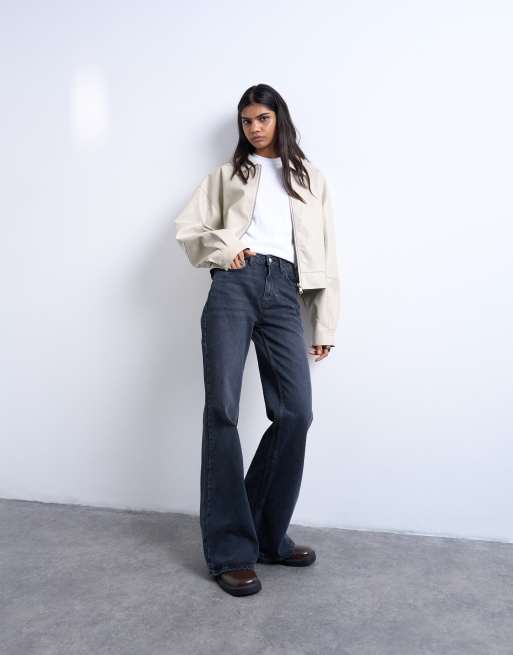 Topshop - Pippa - Forvaskede sorte jeans med svaj og mellemhøj talje og behageligt stræk