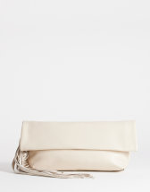 Topshop Pippa fringe clutch bag in stone