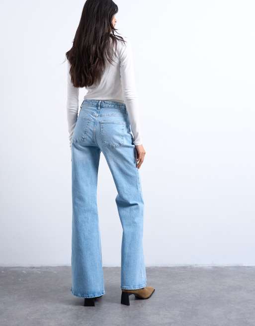 Topshop Pippa mid rise comfort stretch flare jean in bleach, 5 of 7