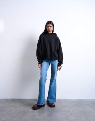 Topshop Pippa Mid Rise Comfort Stretch Flare Jean In Vintage Blue