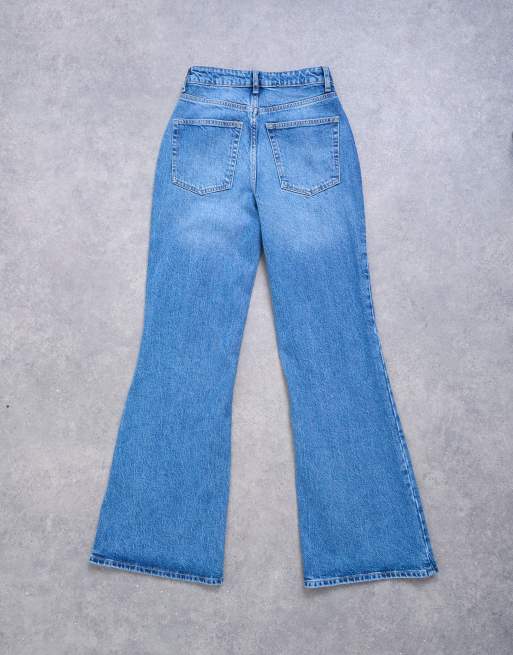 Topshop Pippa mid rise comfort stretch flare jean in vintage blue, 7 of 7