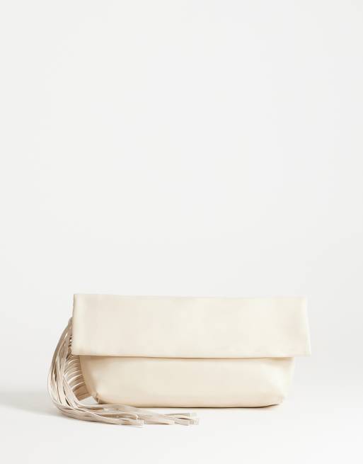 Topshop - Pippa - Pochette oversize color pietra con frange