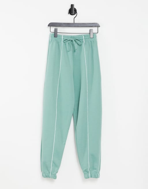 Topshop pique seam detail joggers in sage green ASOS