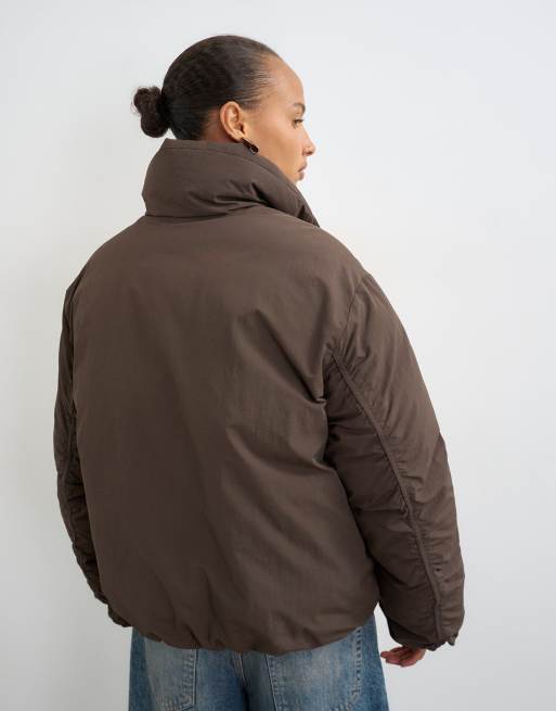 Topshop piumino con dettaglio doppio colletto marrone, 2 di 4