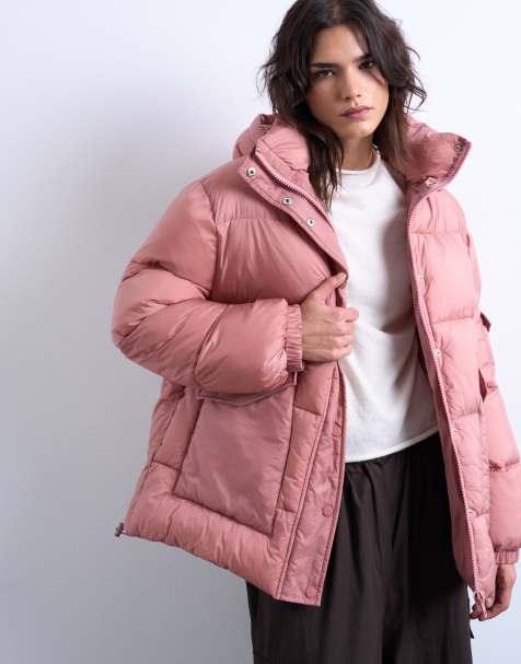 Topshop - Piumino taglio medio rosa con collo a imbuto - view 1