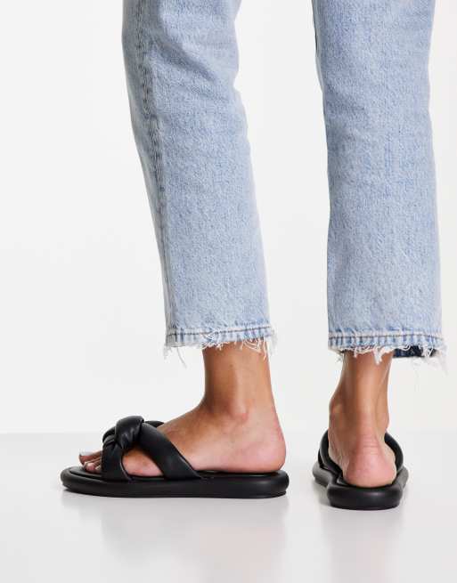 Topshop - Pixie - Geknoopte sandalen met gewatteerd voetbed in zwart, 2 van 4