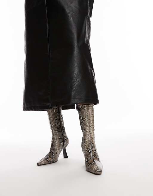 Topshop – Piya – Ankle-Boots mit Schlangenmuster und hohem Absatz, 2 von 4