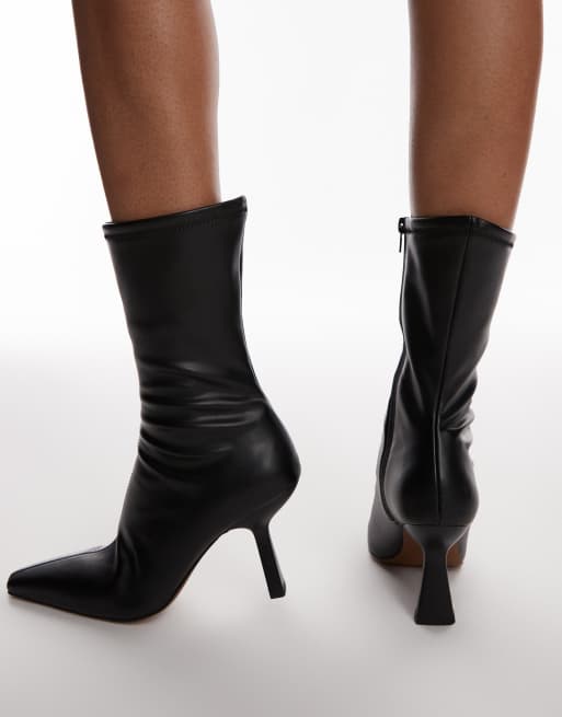 Topshop – Piya – Czarne botki do kostki na wysokim obcasie, 4 z 4