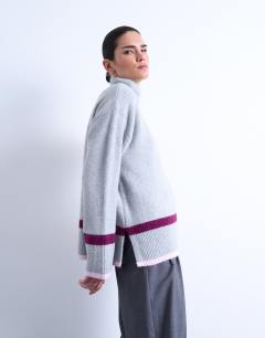 Placement stripe jumper in grey