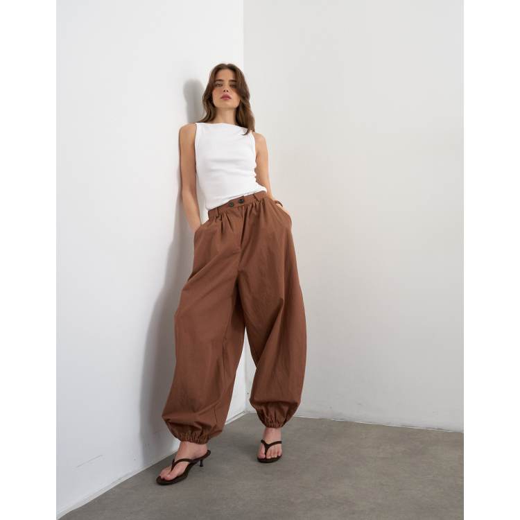 Topshop plaid extreme balloon pants in brown | ASOS
