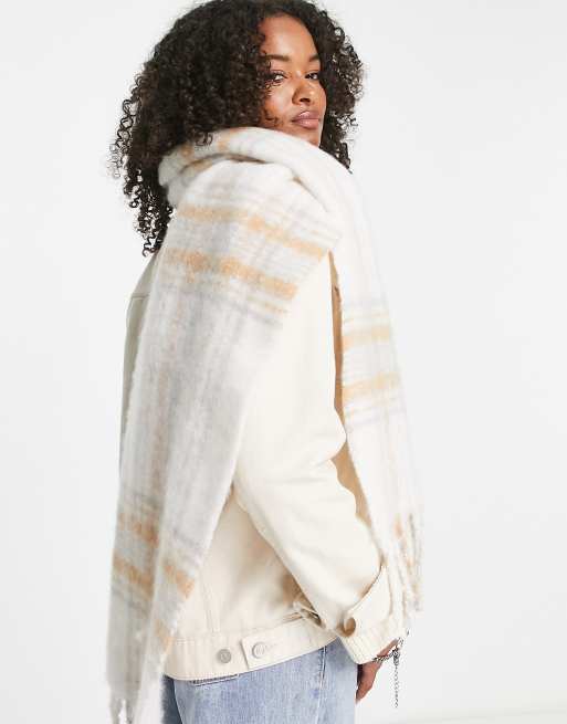 plaid scarf in neutral ASOS