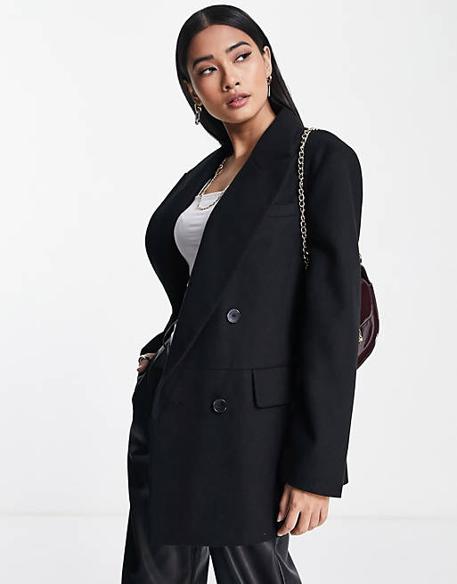 Suits & Separates Topshop plain blazer coat in black 