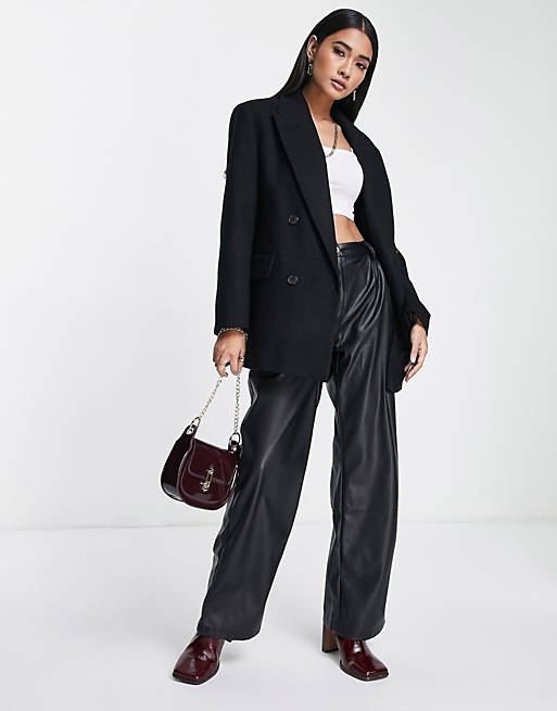 Suits & Separates Topshop plain blazer coat in black 