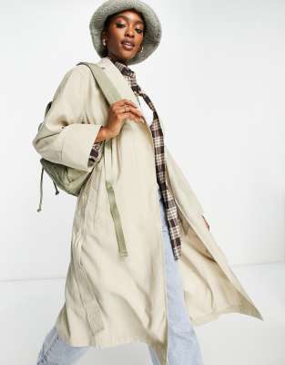 Topshop plain duster coat in sand