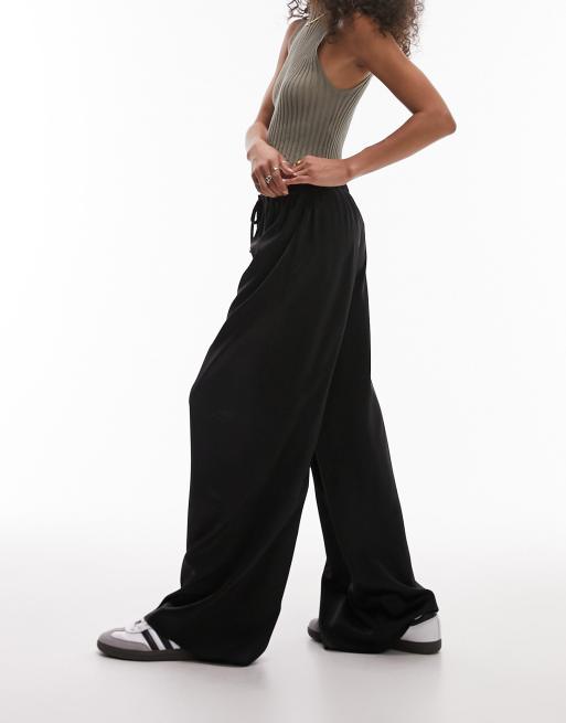 ASOS DESIGN satin wide leg trouser in