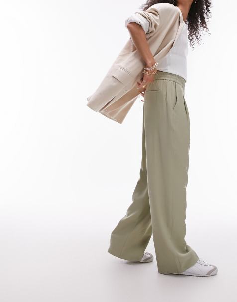 Topshop plain smart sweatpants in sage - view 1