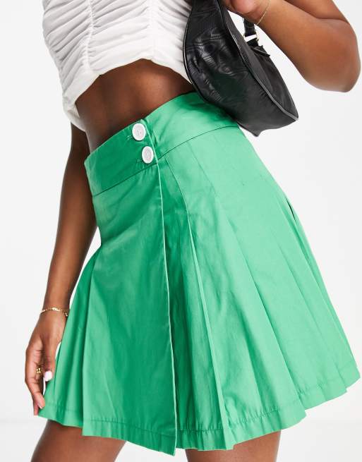 Green pleated shop skirt topshop