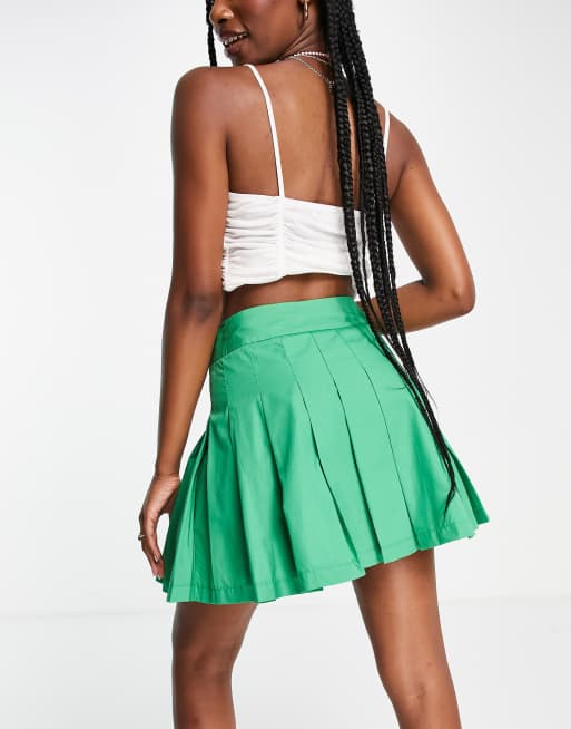 Green pleated shop skirt topshop