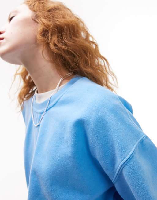 Topshop plain vintage wash sweatshirt in blue - part of a set, 2 of 4