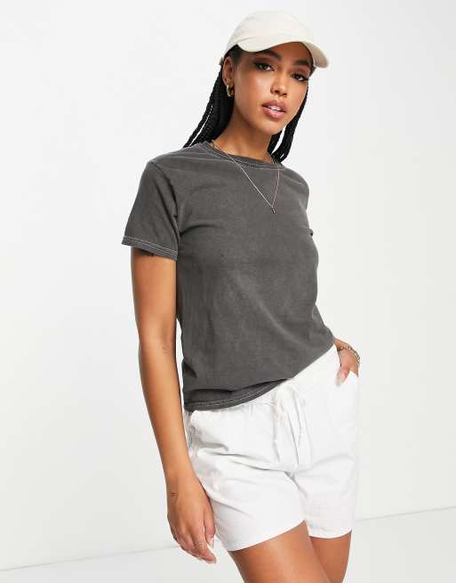 Topshop plain washed tee in black | ASOS