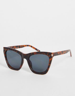 Topshop plastic cat eye sunglasses with metal pips in tort