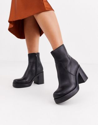Topshop platform heeled boots in black | ASOS