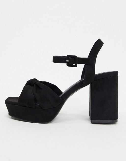 Topshop platform heeled sandals in black