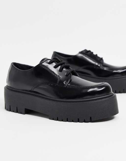 Topshop platform lace up loafers in