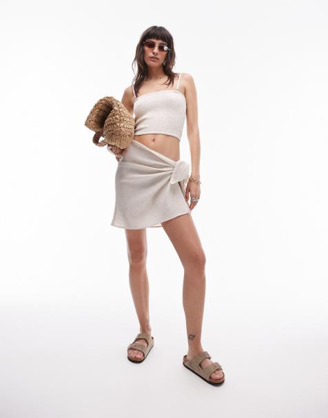 Topshop – Plażowy sarong z marszczonego lnu - view 1