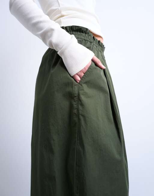 Topshop pleated balloon sweatpants with elastic waist in green