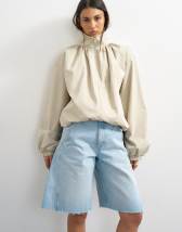 Topshop pleated funnel neck anorak in stone