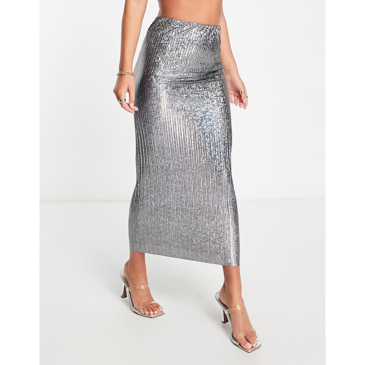 Asos metallic hot sale pleated skirt