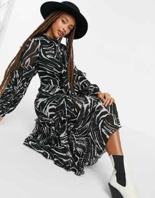 topshop zebra pleated shirt dress