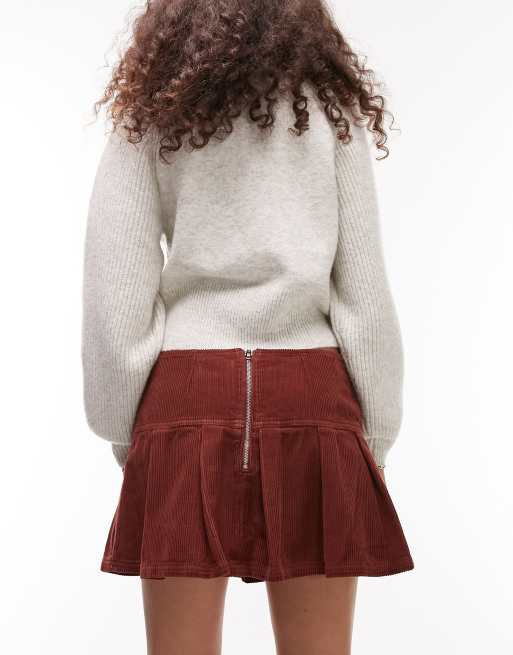 Ingen måde jeg lytter til musik tro Topshop pleated mini skirt in rust cord | ASOS