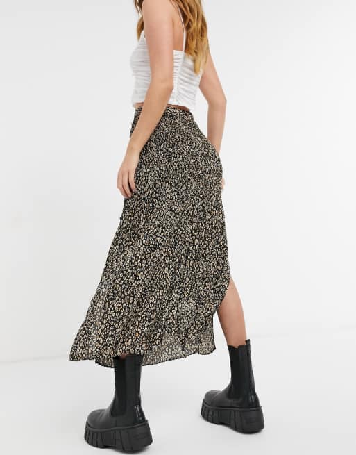 Topshop petite brown leopard maxi outlet skirt