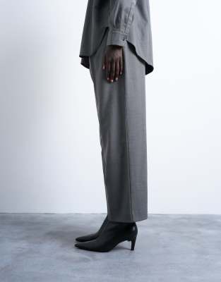Topshop Pleated Slouchy Pants In Gray