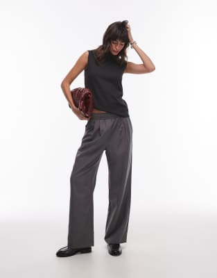 Topshop Topshop pleated tailored jogger in slate-Grey