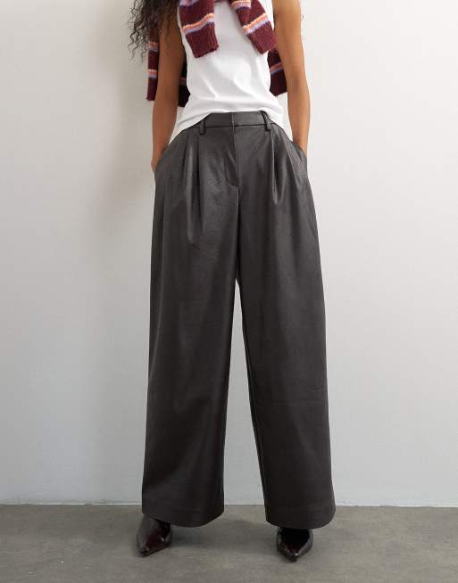 Topshop plisowana z imitacji skóry w kolorze espresso, 2 z 5