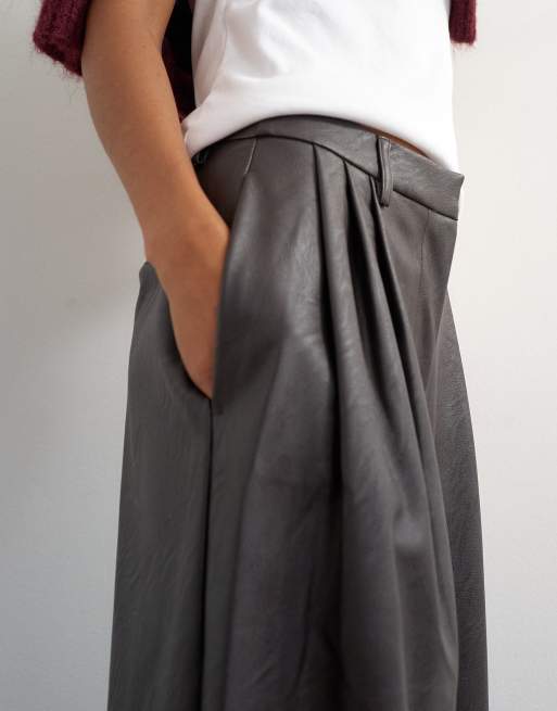 Topshop plisowana z imitacji skóry w kolorze espresso, 3 z 5