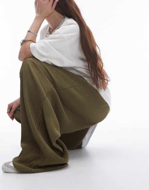 Topshop – Plisowane spodnie z balonowymi nogawkami w kolorze khaki, 2 z 5