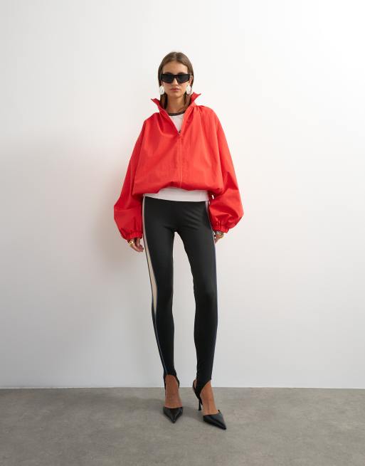 Topshop plisowany anorak z golfem w kolorze czerwonym