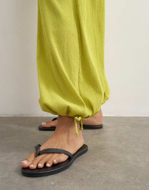 Topshop plisse balloon pants in green, 2 of 5