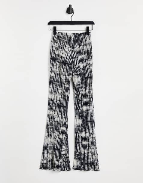 Topshop plisse flared trouser in tie dye