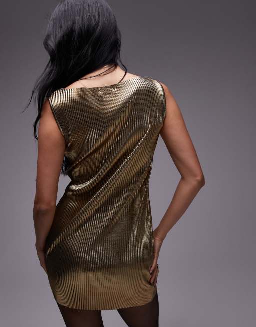 gold sequin topshop dress Topshop gold plisse cut out halter midi dress